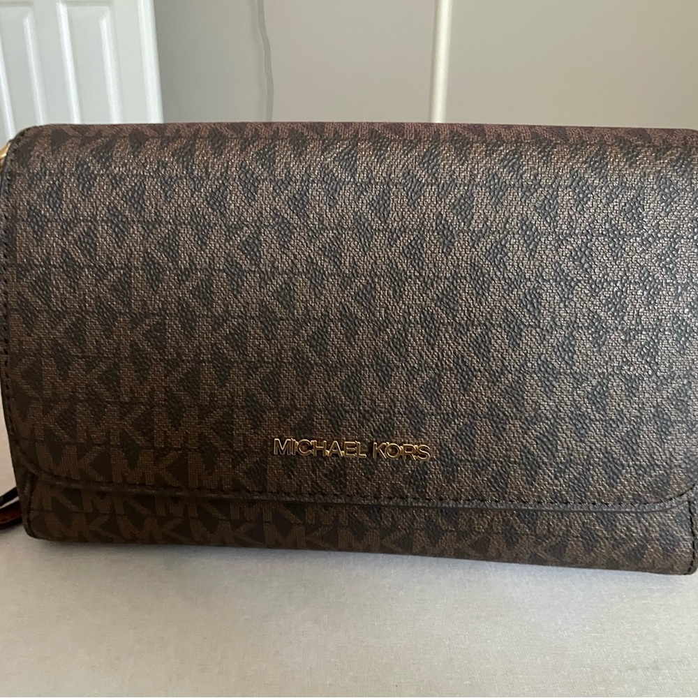 Michael Kors Dark Brown Signature Shoulder Bag.